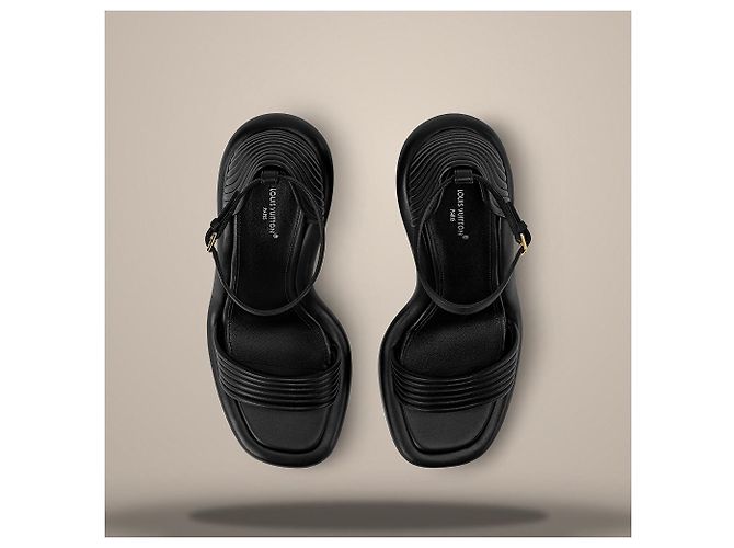 Louis Vuitton Sandalo con zeppa Lounge Black Nero - vista 4