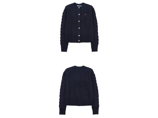 Ralph Lauren Strickcardigan mit Zopfmuster und besticktem Logo Blau - Ansicht 3