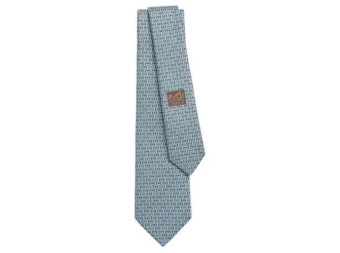 Cravatta in seta Hermès Jumbo Grigia Marrone - vista 2