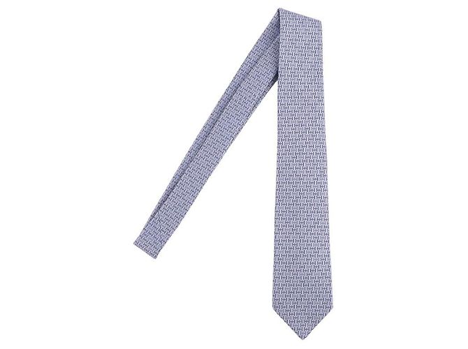 Cravatta in seta Hermès Jumbo Grigia Marrone - vista 6