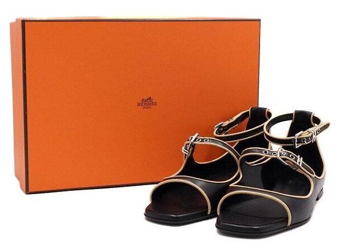 Hermès Sandali Logo Donna Noir Nero - vista 9