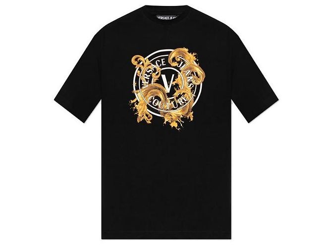 Versace Bedrucktes T-Shirt aus Baumwolljersey Schwarz - Ansicht 4
