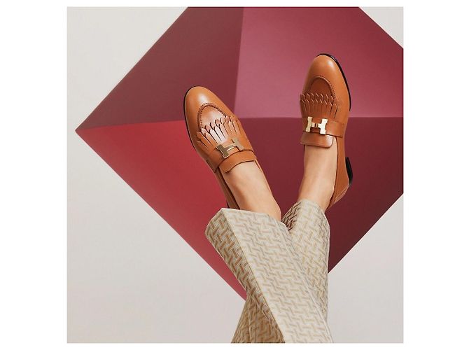 Hermès Mocassino Royal Beige con dettagli dorati Marrone - vista 9