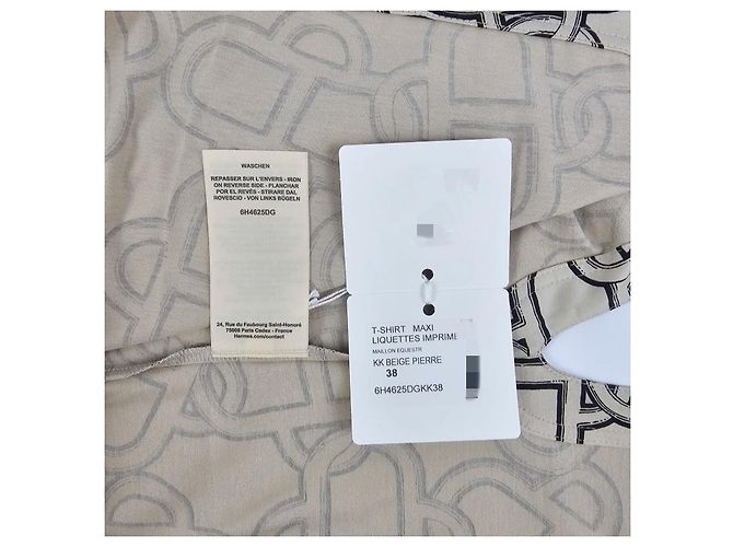 Hermès Maxi T-Shirt Mujer Manga Corta Beige Castaño - vista 12