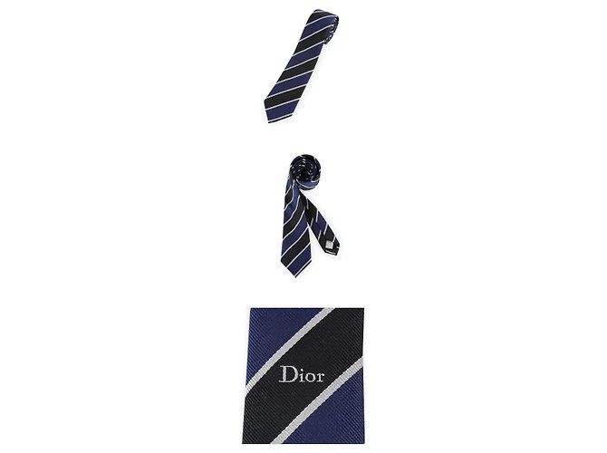 Dior Cravatta in seta a righe da uomo (Blue/Black) - vista 4