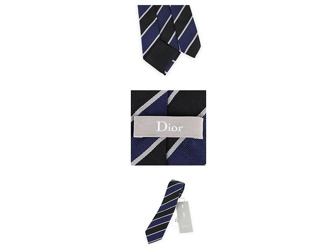 Dior Cravatta in seta a righe da uomo (Blue/Black) - vista 5