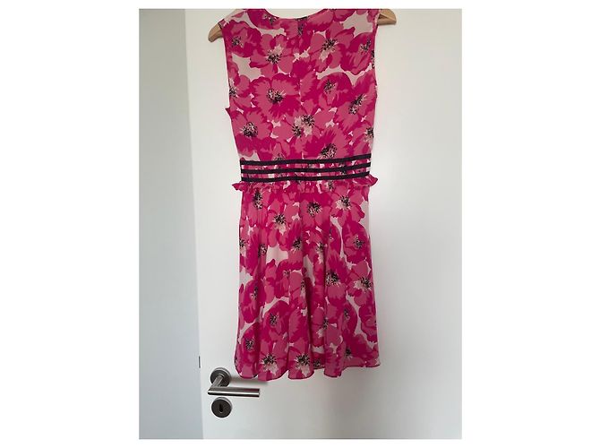 The Kooples Sommerkleid mit rosa Blumen Schwarz Pink Weiß - Ansicht 3