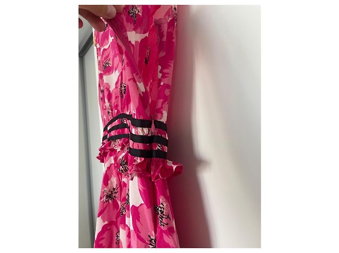 The Kooples Sommerkleid mit rosa Blumen Schwarz Pink Weiß - Ansicht 5