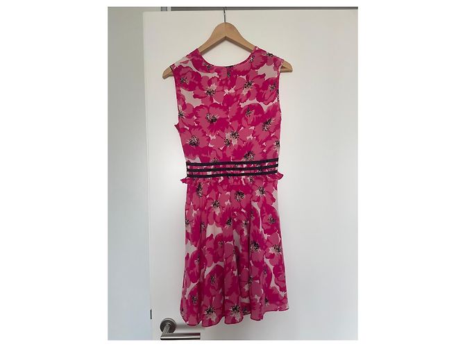 The Kooples Sommerkleid mit rosa Blumen Schwarz Pink Weiß - Ansicht 6