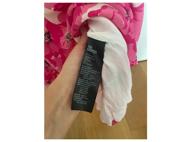 The Kooples Sommerkleid mit rosa Blumen Schwarz Pink Weiß - Ansicht 8