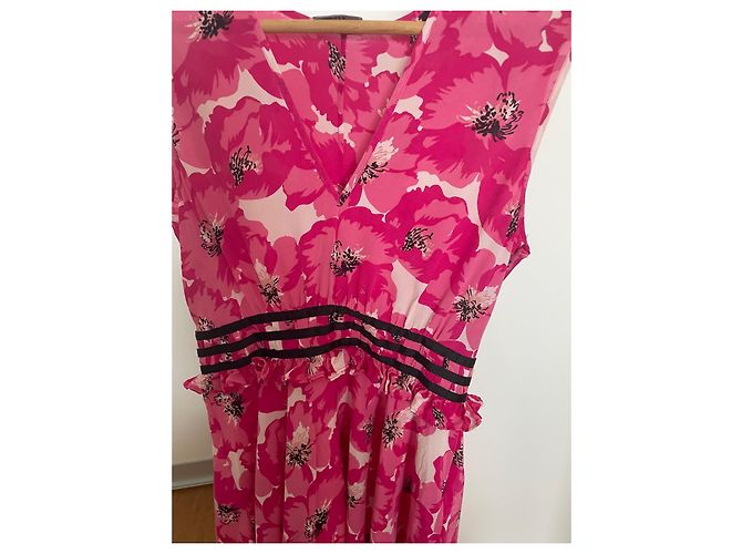 The Kooples Sommerkleid mit rosa Blumen Schwarz Pink Weiß - Ansicht 9