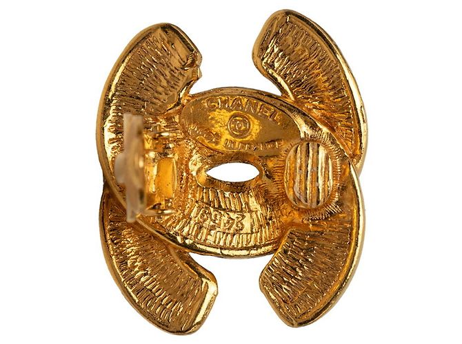 Orecchini Chanel Vintage Matelassé Coco Mark D'oro - vista 3
