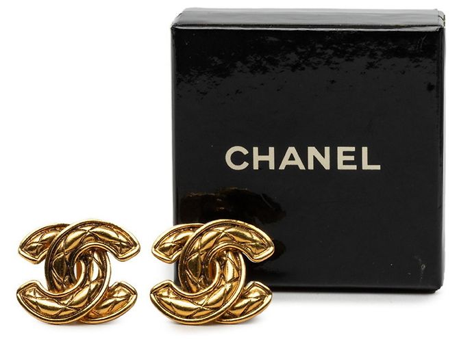 Orecchini Chanel Vintage Matelassé Coco Mark D'oro - vista 4