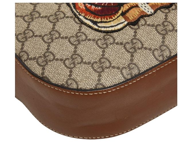 Borsa a tracolla Gucci GG Supreme Tiger Marrone Beige - vista 5
