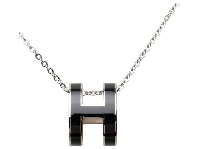 Hermès Collar Hermes Pop H Negro Plata - vista 2