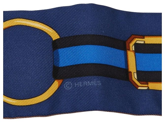 Hermès Hermes Twilly Grand Tralala Schal Beige Marineblau - Ansicht 2