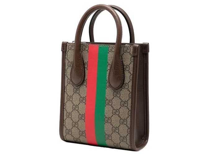 Borsa Gucci Tiger GG Supreme Interlocking G Marrone Beige - vue 2