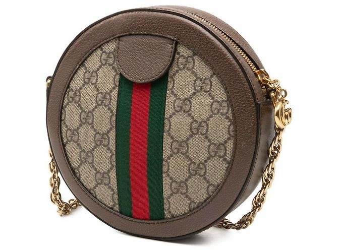 Borsa a tracolla con catena Gucci Ophidia GG Supreme Marrone Beige - vista 2