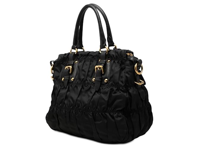 Prada Gathered Logo Tote Bag Schwarz - Ansicht 2