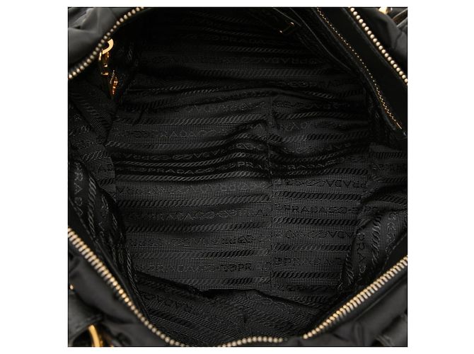 Prada Gathered Logo Tote Bag Schwarz - Ansicht 4