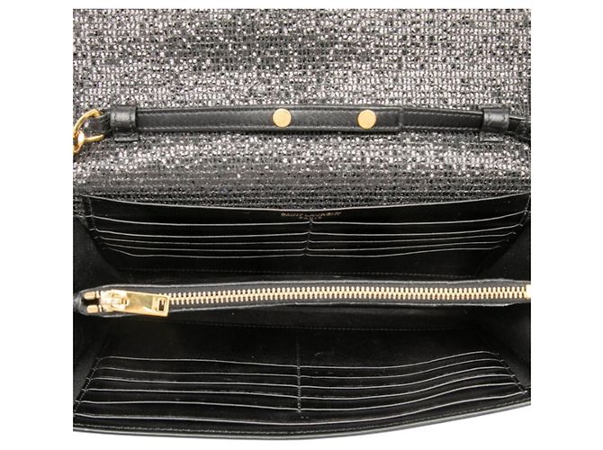 Borsa a tracolla con catena e portafoglio Saint Laurent YSL Logo Kate Nero - vista 4