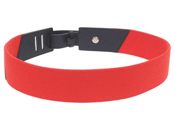 Hermès Hermes Croisière Canvas Leather Belt Silvery Red Navy blue - view 2
