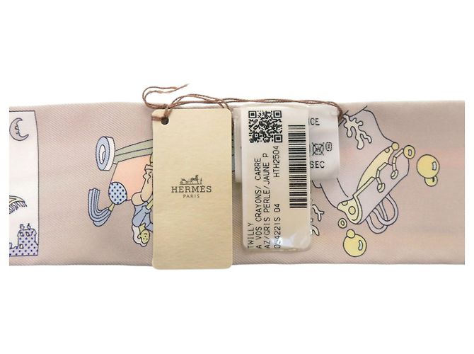 Hermès  Foulard Hermes Twilly A Vos Crayons Marrone Bianco Multicolore - vista 3