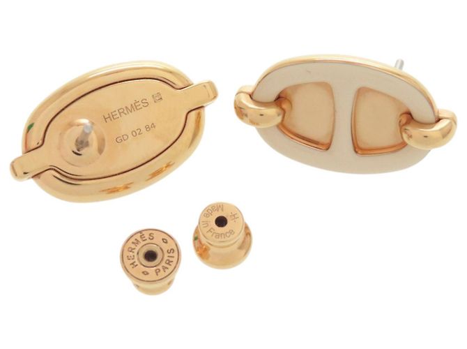 Hermès Hermes Mini Maillon Stecker-Ohrringe Golden - Ansicht 4