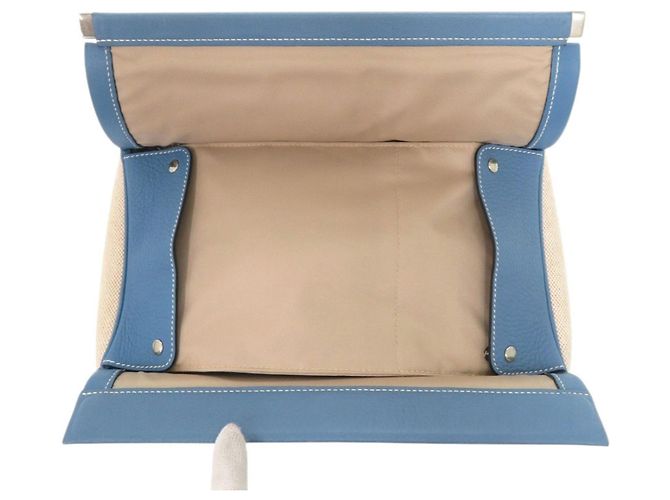 Hermès Borsa Hermes Toile H Taurillon Clemence Blue - vista 4