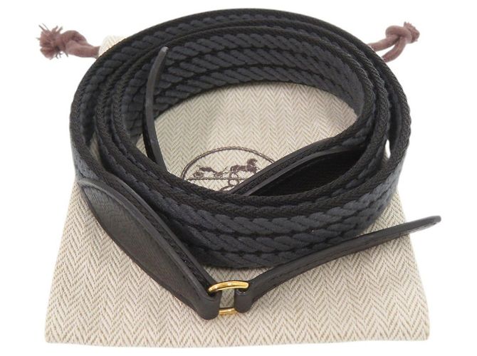 Hermès Hermes Schultergurt aus grauem Canvas Braun - Ansicht 2