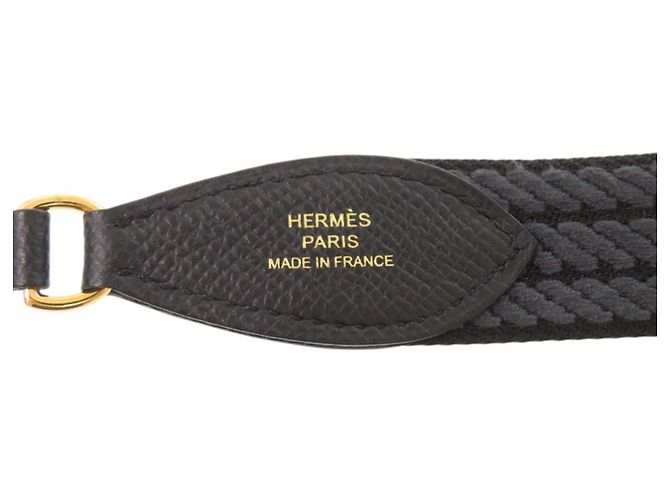 Hermès Hermes Schultergurt aus grauem Canvas Braun - Ansicht 6