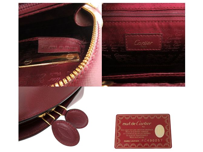 Borsa Cartier Must de Leather Bordeaux Red Rosso Bordò - vista 8