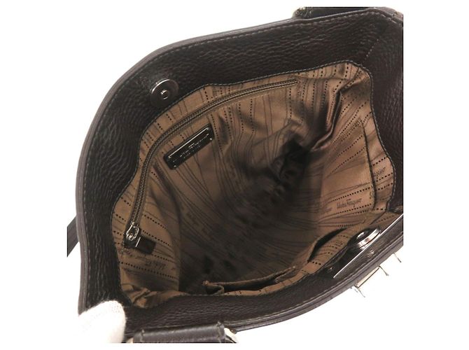 Borsa a tracolla in pelle marrone Salvatore Ferragamo Gancini - vista 7