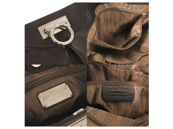 Borsa a tracolla in pelle marrone Salvatore Ferragamo Gancini - vista 8