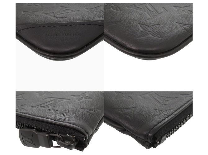 Louis Vuitton Trio Messenger Monogram Shadow Handbag Pouch Nero - vista 3