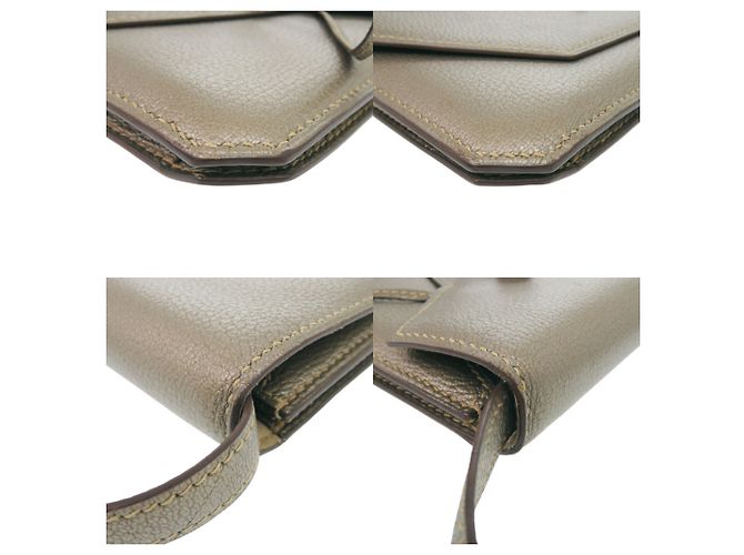 Hermès Borsa a tracolla Hermes Envelope in pelle Chevre Marrone - vista 4