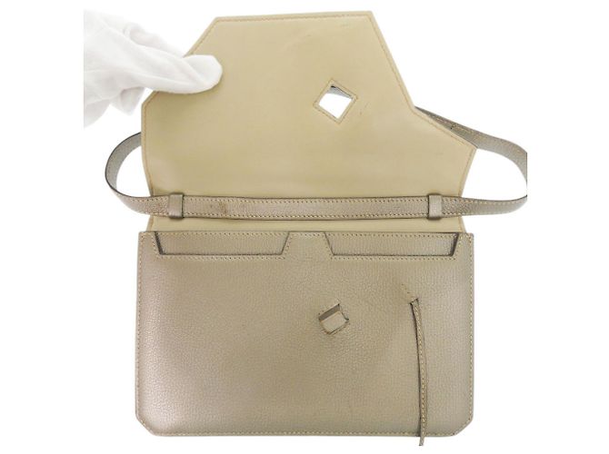 Hermès Borsa a tracolla Hermes Envelope in pelle Chevre Marrone - vista 5