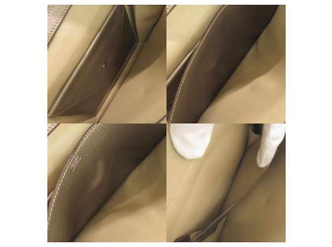Hermès Borsa a tracolla Hermes Envelope in pelle Chevre Marrone - vista 6
