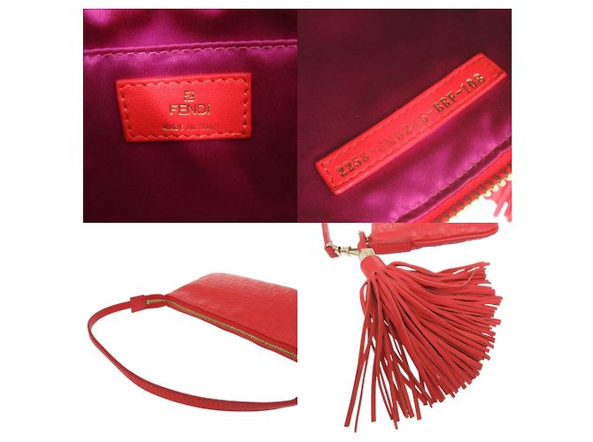 Fendi Zucchino Ledertasche mit Quaste Rot - Ansicht 5