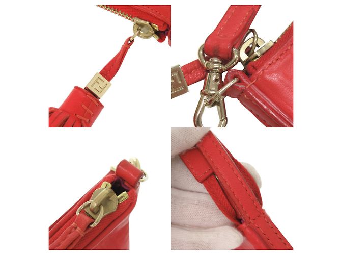 Fendi Zucchino Ledertasche mit Quaste Rot - Ansicht 6