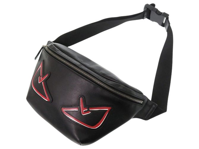 Marsupio in pelle Fendi Bugs Eye Nero Rosso - vista 5