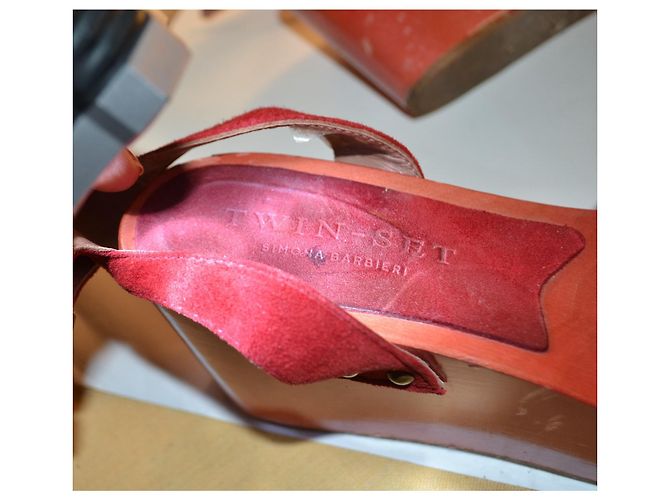 Autre Marque Sandali con zeppa rossi in camoscio Rosso - vista 6