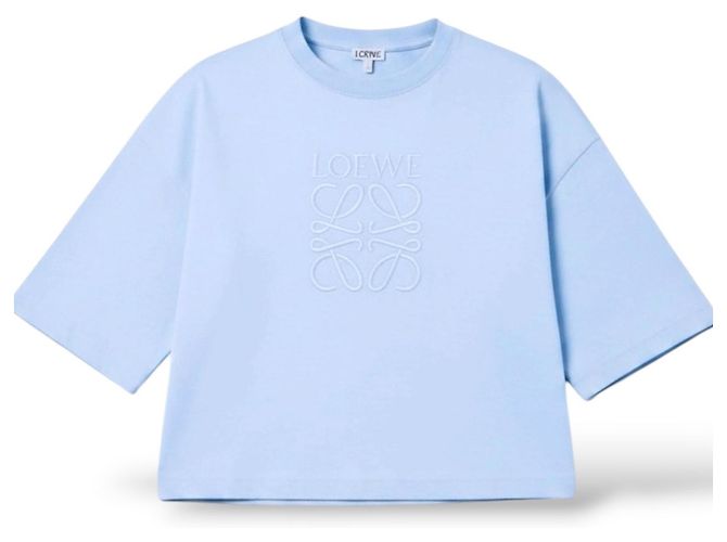 Loewe Camiseta Cropped Anagram Azul Claro - vista 12