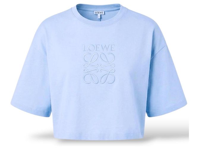 Loewe Camiseta Cropped Anagram Azul Claro - vista 7