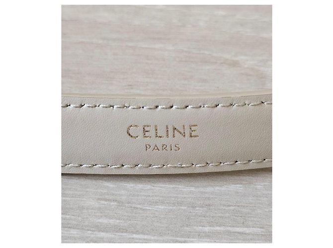 Céline Schmaler beiger Ledergürtel mit Triomphe-Schnalle - Ansicht 4