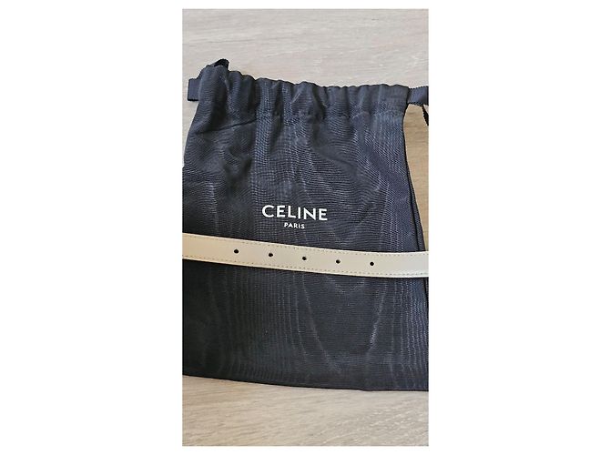 Céline Schmaler beiger Ledergürtel mit Triomphe-Schnalle - Ansicht 9