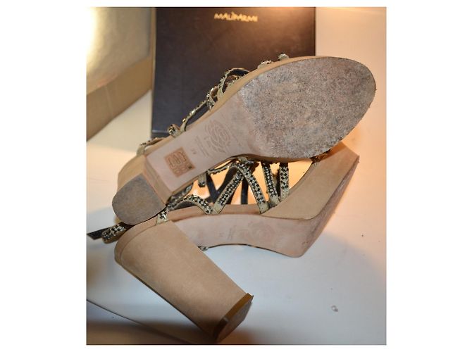 Maliparmi Sandali con tacco alto e strass Beige Metallico - vista 4