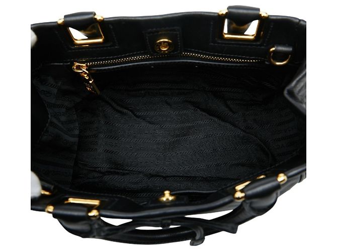 Borsa a mano Prada in pelle nera Nero - vista 8
