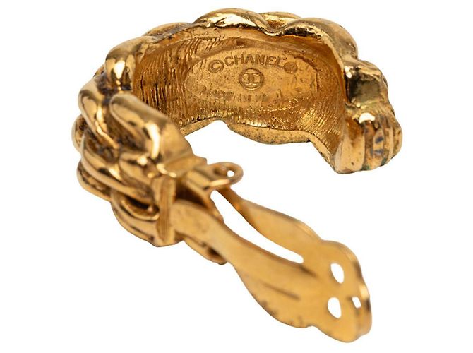 Orecchini Chanel con motivo a catena placcati in oro D'oro - vista 3