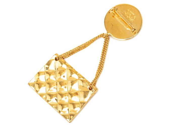 Spilla Vintage Chanel Coco Mark Matelassé 93A D'oro - vista 2